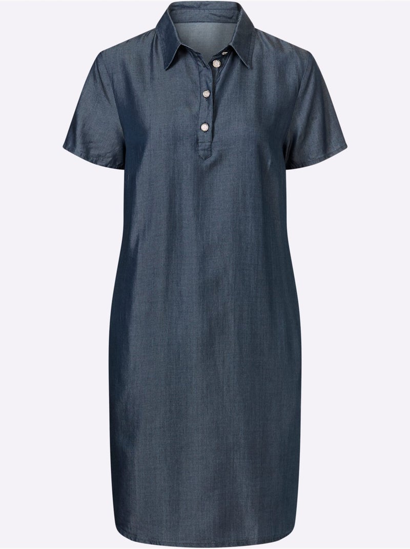 Robe polo qualité tissée - taille standard - helline Bleu foncé - Kiabi