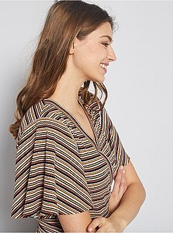 Robe portefeuille à rayures - Kiabi