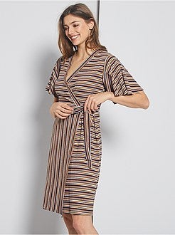 Robe portefeuille à rayures - Kiabi