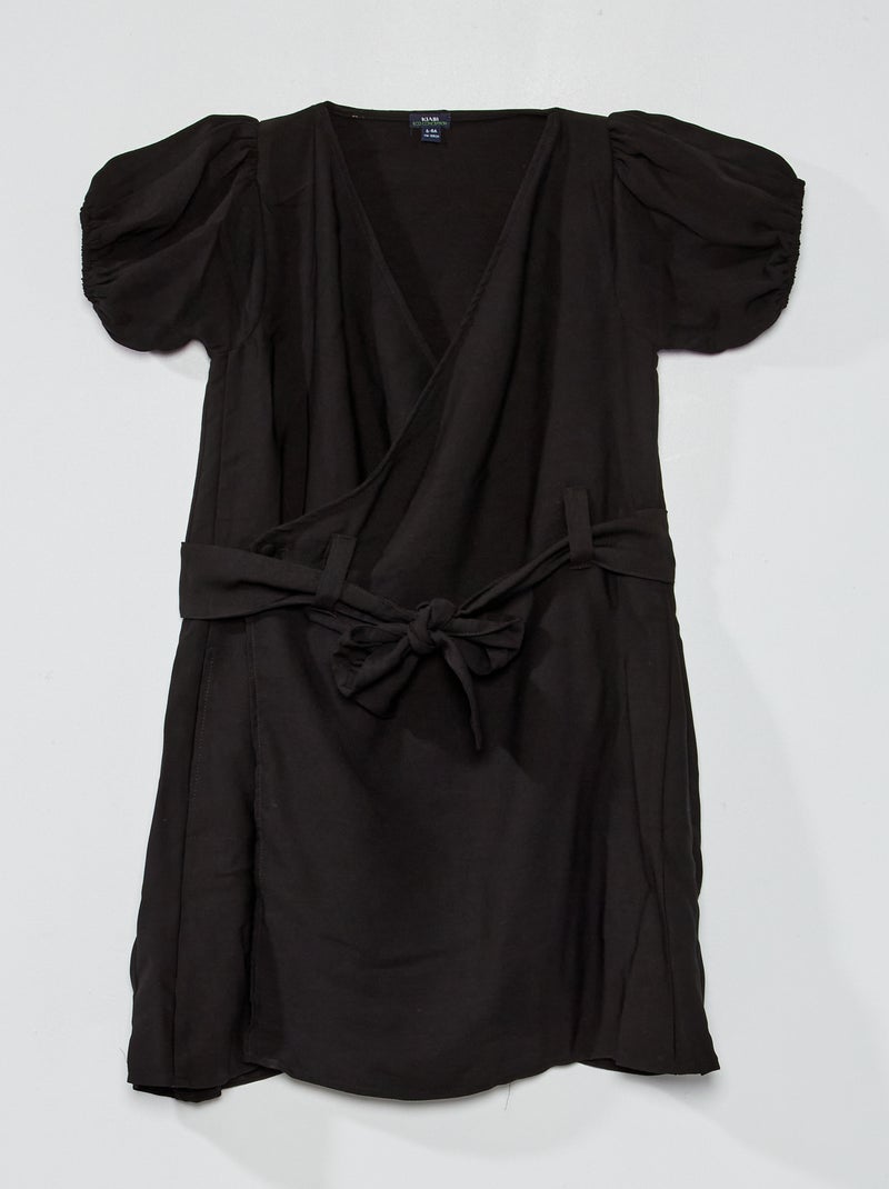 Robe portefeuille avec ceinture noir - Kiabi