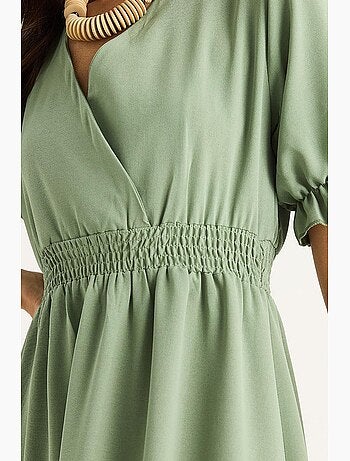 Robe portefeuille avec taille froncée et manches élastiques lucci