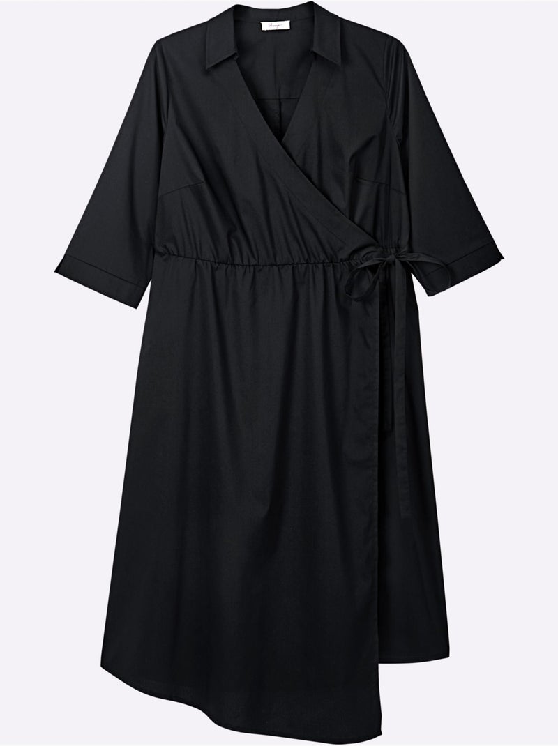 Robe Portefeuille Effet Cache-cœur Asymétrique - Taille Standard - Sheego Noir - Kiabi