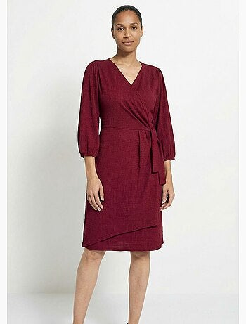 Robe portefeuille en maille gaufrée - Afibel