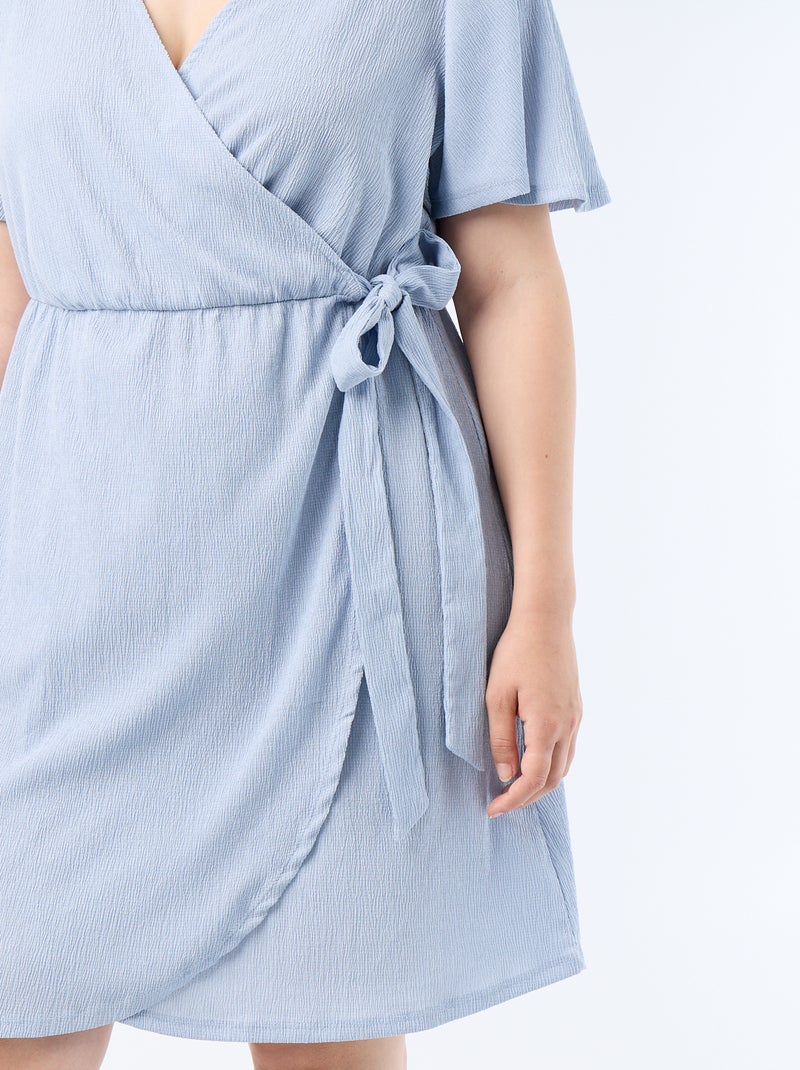 Robe portefeuille en maille gaufrée Bleu - Kiabi