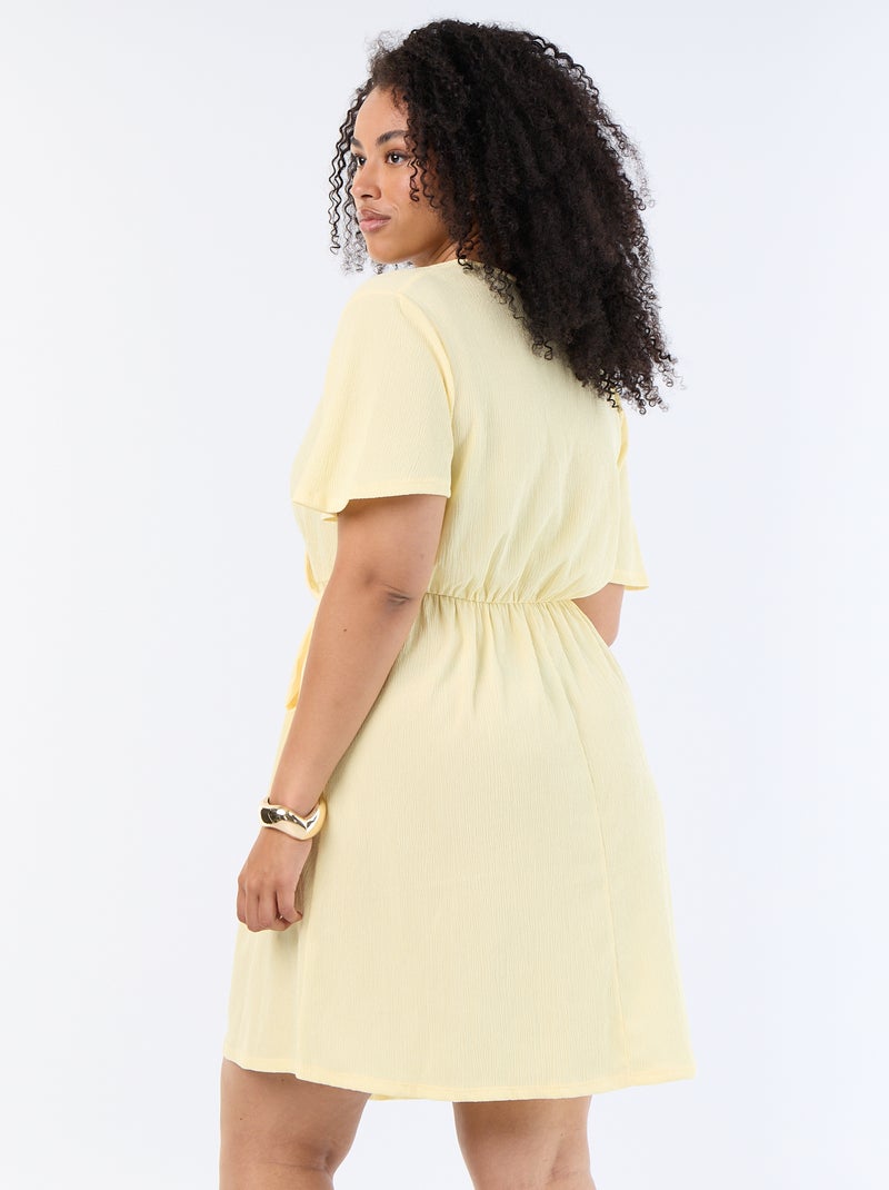 Robe portefeuille en maille gaufrée Jaune - Kiabi