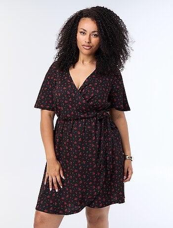 Robe portefeuille en maille gaufrée