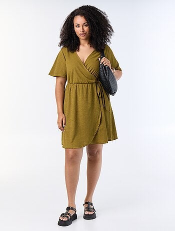 Robe portefeuille en maille gaufrée