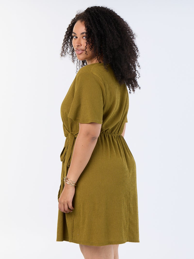 Robe portefeuille en maille gaufrée Vert - Kiabi