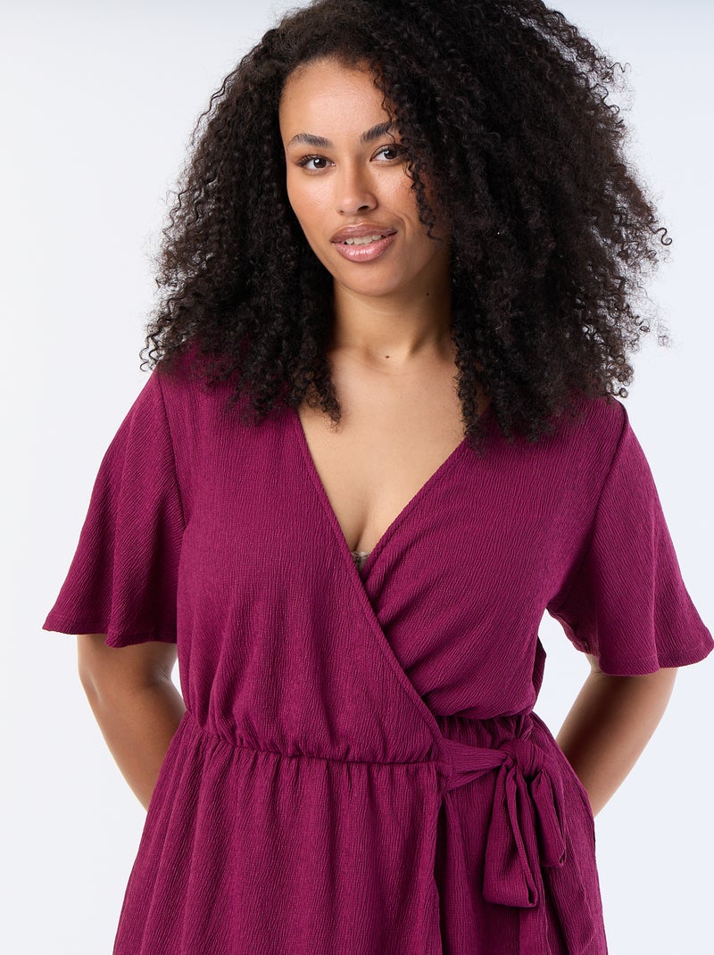 Robe portefeuille en maille gaufrée Violet - Kiabi