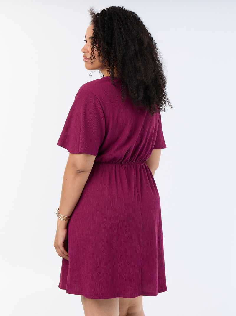 Robe portefeuille en maille gaufrée Violet - Kiabi