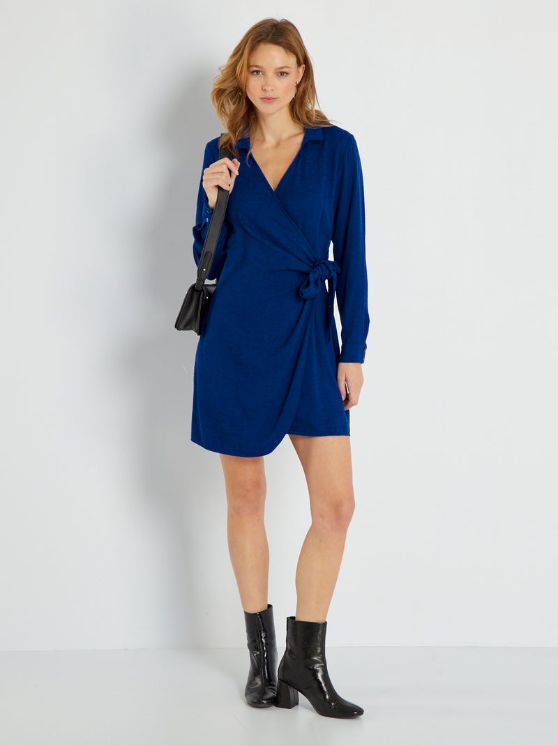 Robe portefeuille fluide Bleu - Kiabi