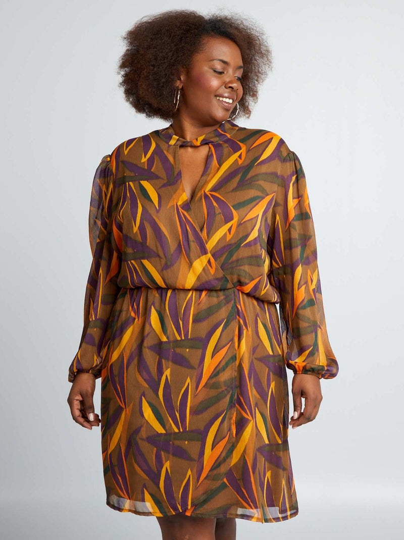 Robe portefeuille imprimé feuillage Marron/orange - Kiabi
