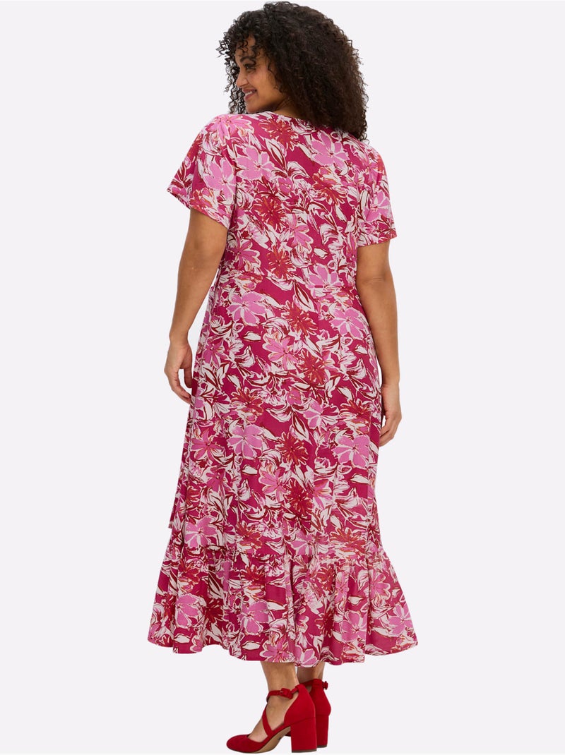 Robe Portefeuille Imprimé Floral - Taille Standard - Sheego Rouge/Rose - Kiabi