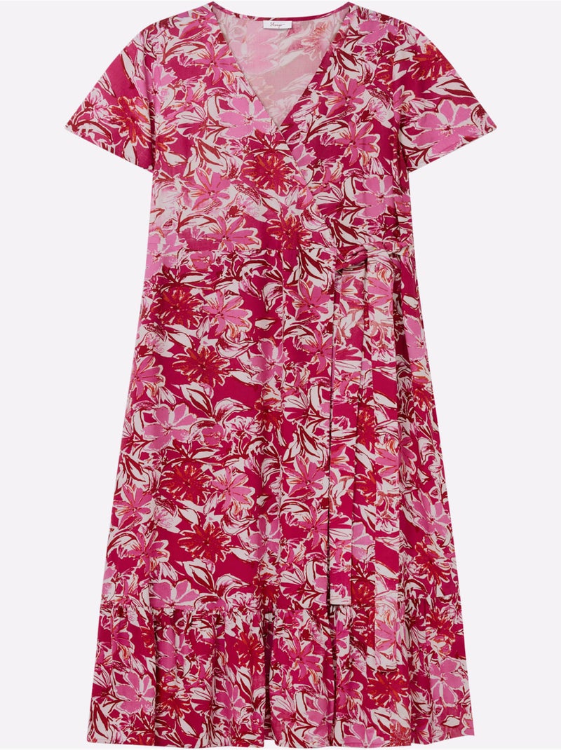 Robe Portefeuille Imprimé Floral - Taille Standard - Sheego Rouge/Rose - Kiabi