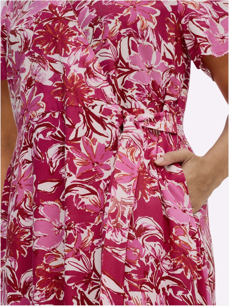 Robe Portefeuille Imprimé Floral - Taille Standard - Sheego Rouge/Rose - Kiabi