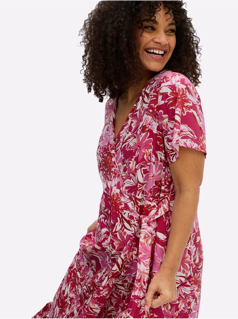 Robe Portefeuille Imprimé Floral - Taille Standard - Sheego Rouge/Rose - Kiabi