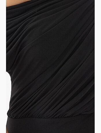 Robe portefeuille mi-longue texturée à col asymétrique hiccup