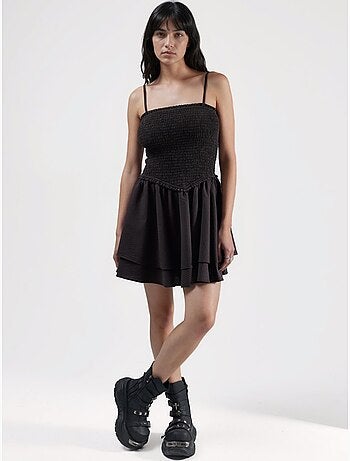 Robe portefeuille mini texturée sans bretelles