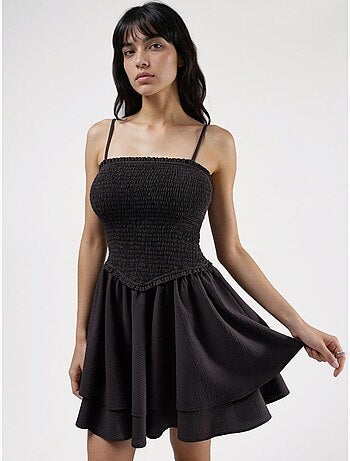 Robe portefeuille mini texturée sans bretelles