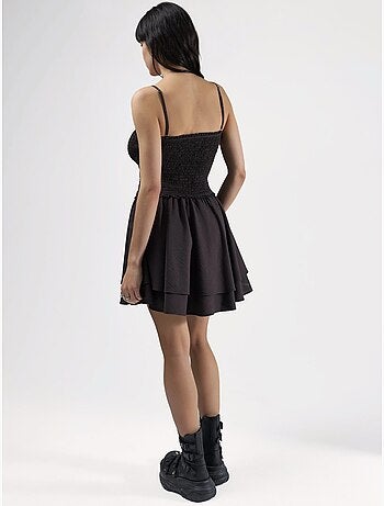 Robe portefeuille mini texturée sans bretelles