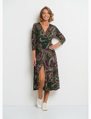 Robe portefeuille taille drapée en maille - AFIBEL