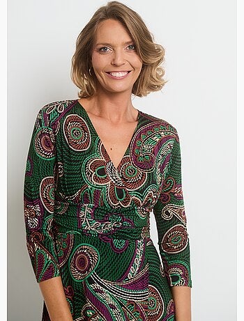 Robe portefeuille taille drapée en maille - AFIBEL