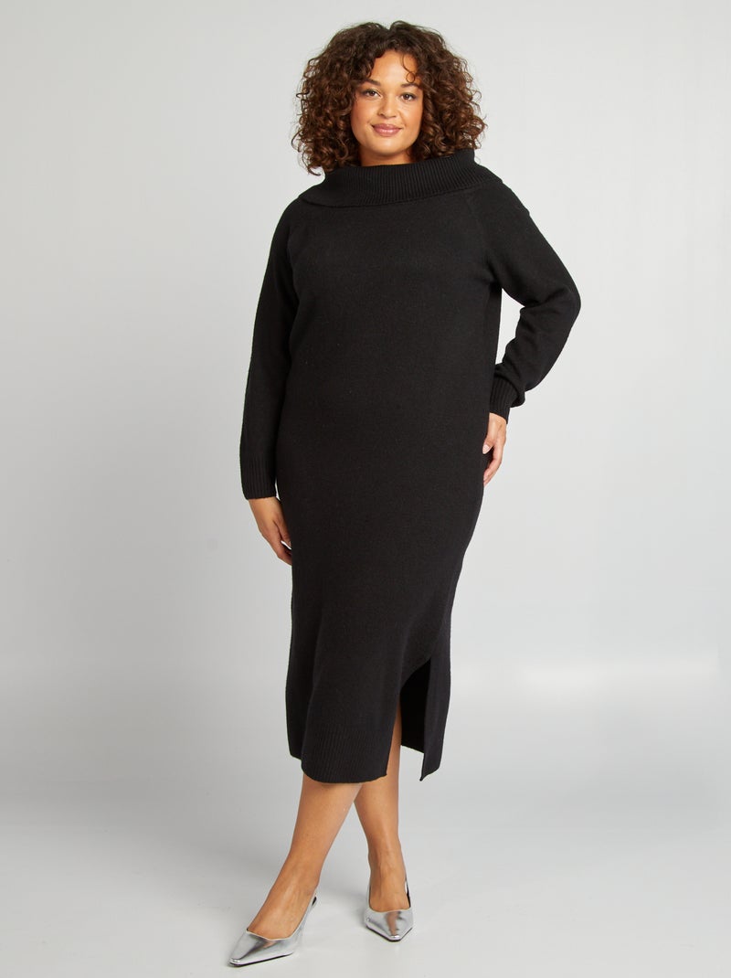 Robe pull à col bardot noir - Kiabi