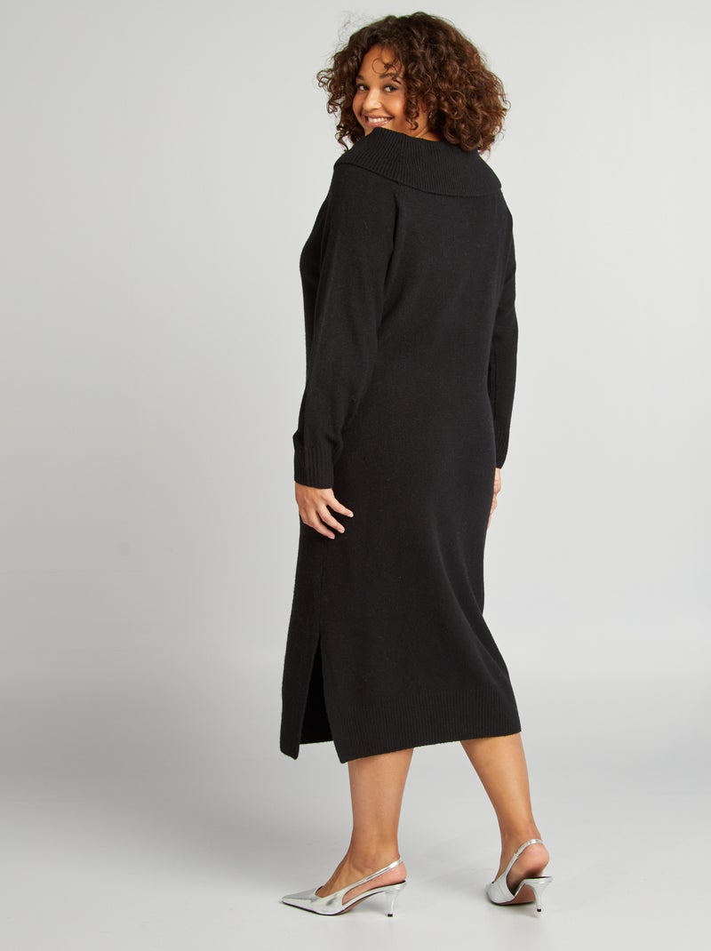 Robe pull à col bardot noir - Kiabi