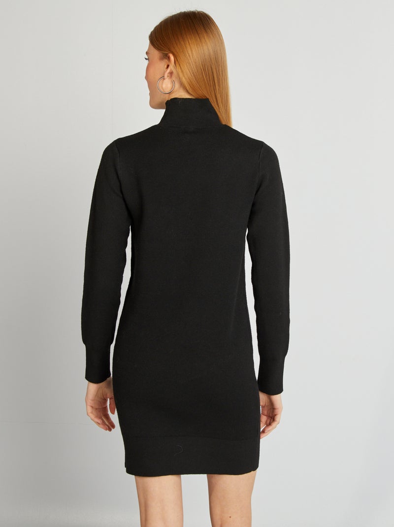 Robe pull à col cheminé noir - Kiabi