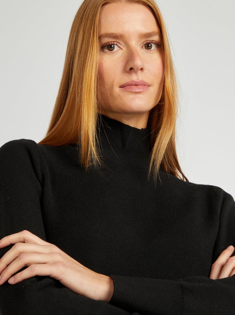 Robe pull à col cheminé noir - Kiabi