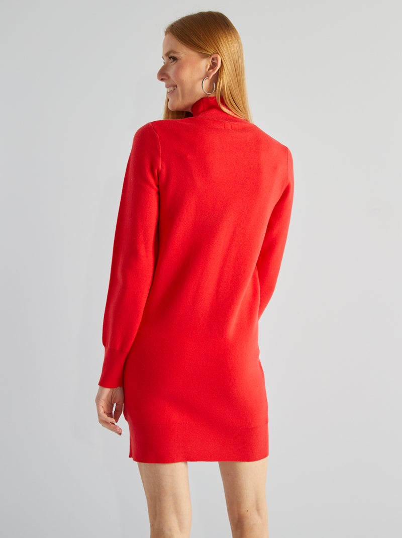 Robe pull à col cheminé rouge - Kiabi