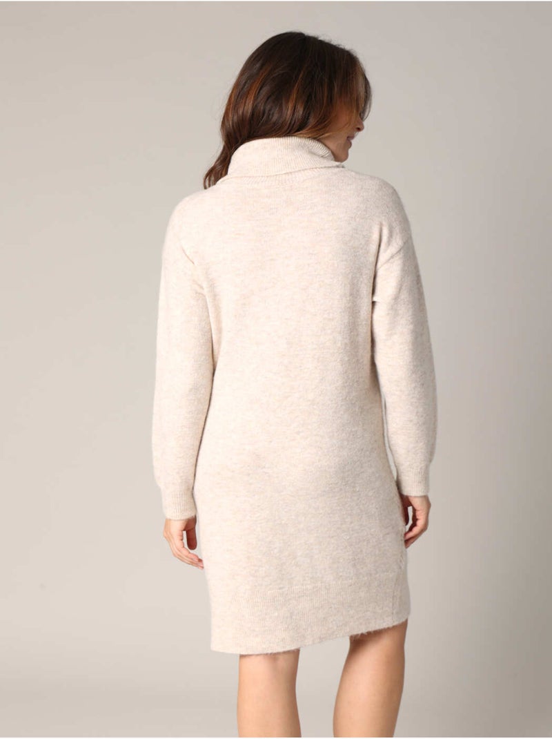 Robe pull à col montant en maille douce 'Deeluxe' Blanc cassé - Kiabi