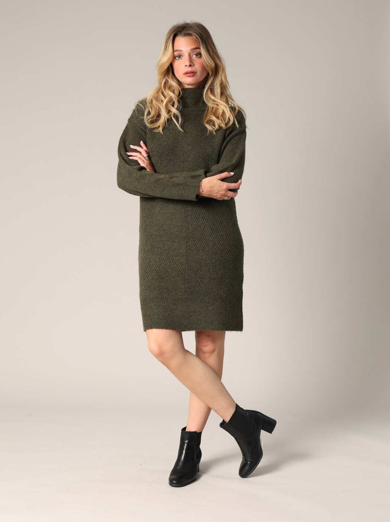 Robe pull à col montant en maille douce 'Deeluxe' Vert bouteille - Kiabi