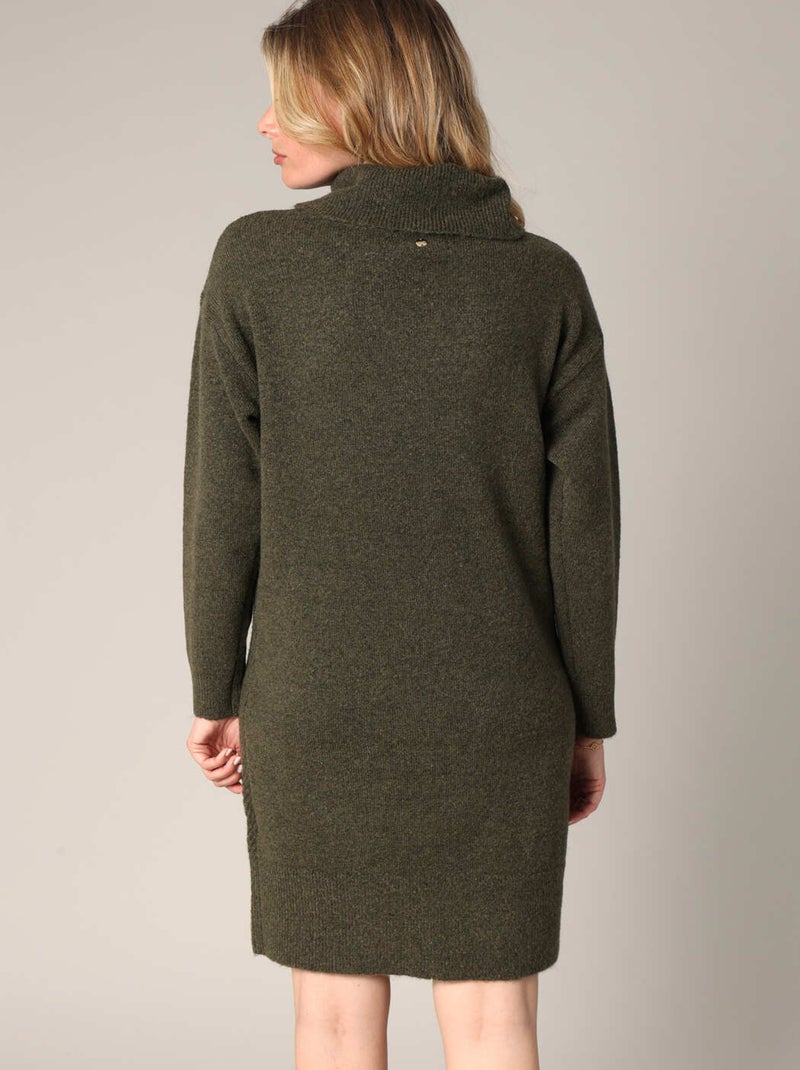 Robe pull à col montant en maille douce 'Deeluxe' Vert bouteille - Kiabi