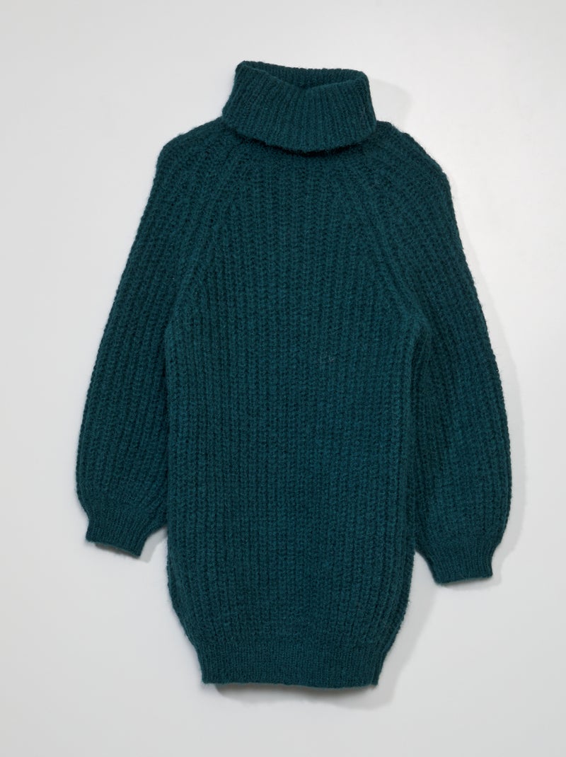 Robe pull à col roulé en maille vert - Kiabi