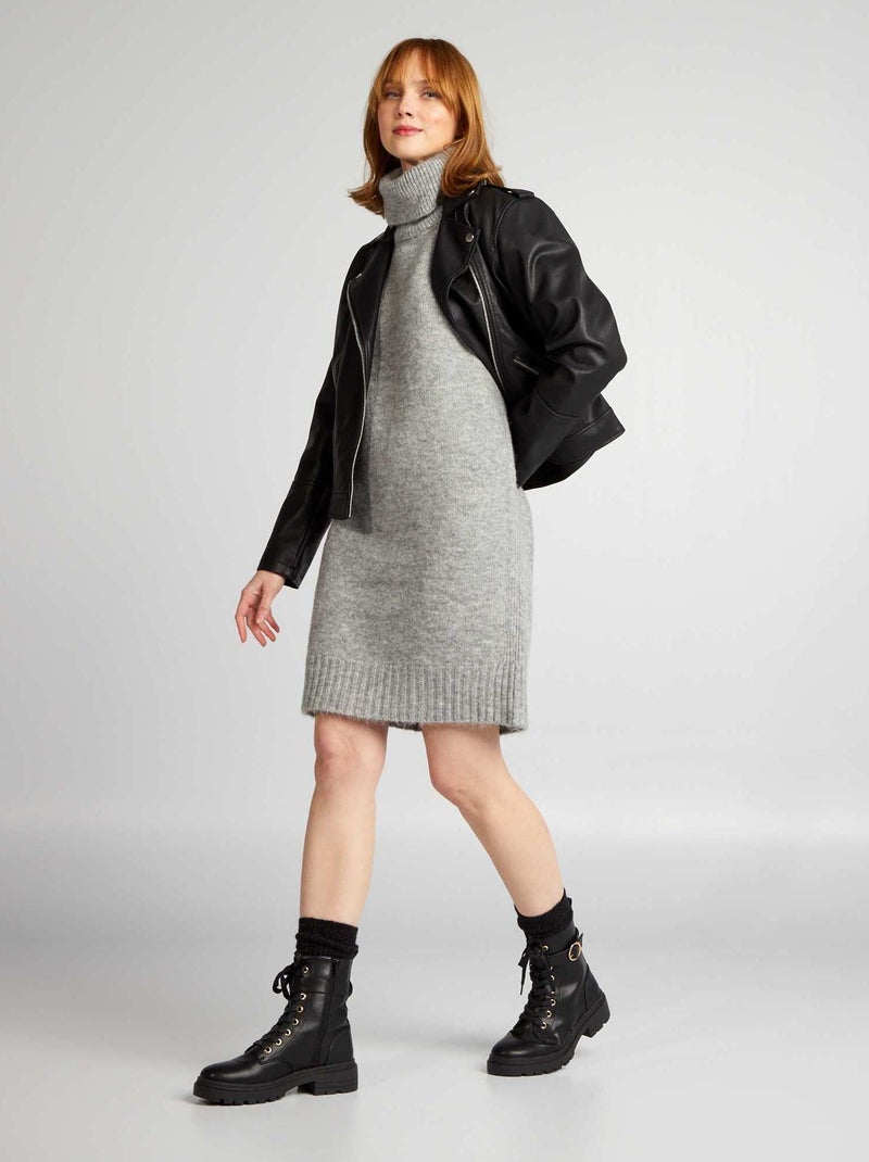 Robe pull à col roulé Gris - Kiabi