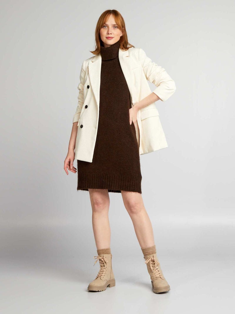 Robe pull à col roulé Marron - Kiabi