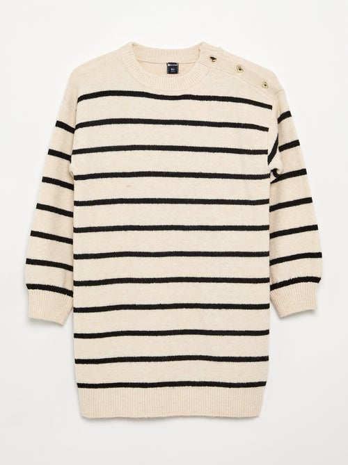 Robe pull à manches longues et col boutonné - Kiabi