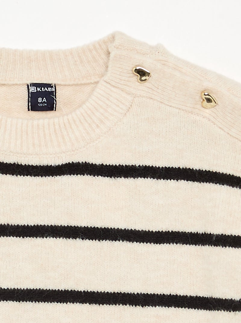 Robe pull à manches longues et col boutonné Beige - Kiabi