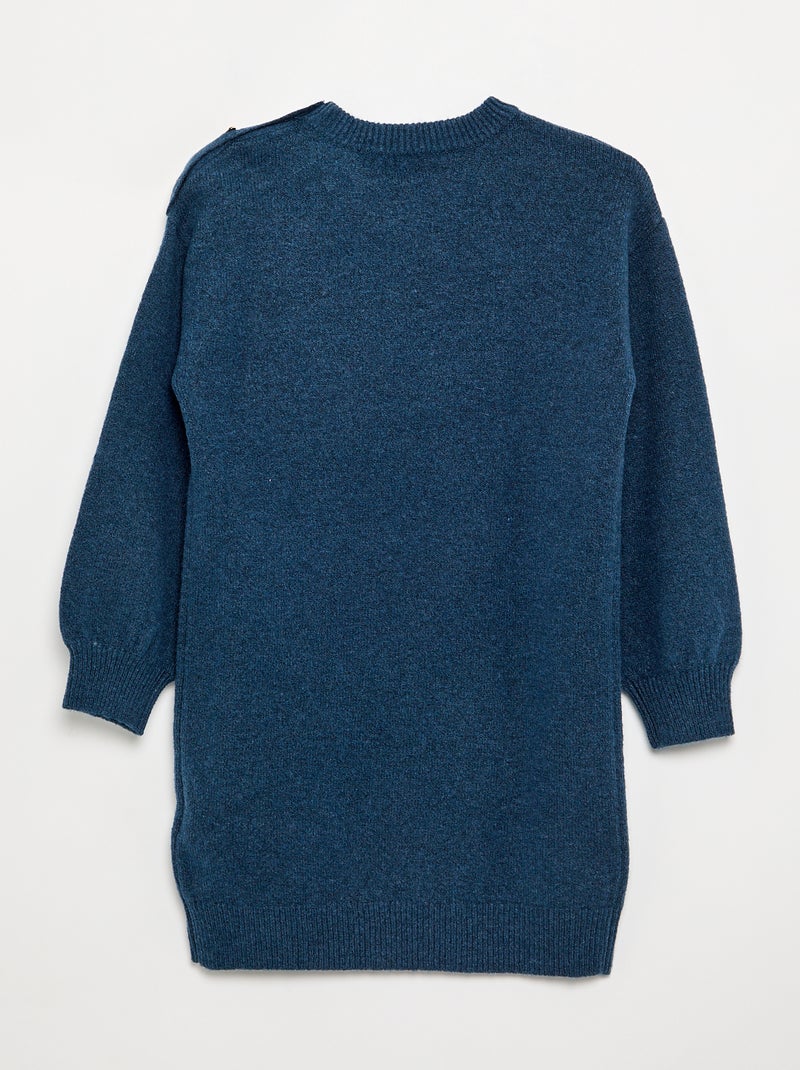Robe pull à manches longues et col boutonné Bleu - Kiabi