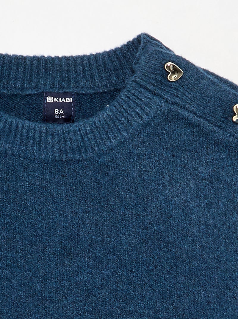 Robe pull à manches longues et col boutonné Bleu - Kiabi