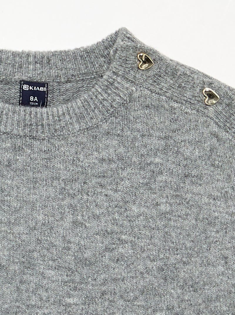 Robe pull à manches longues et col boutonné Gris - Kiabi