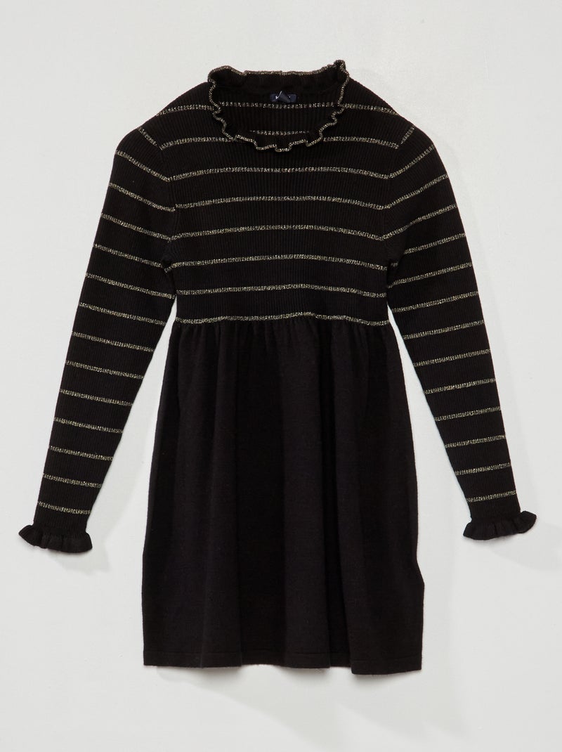 Robe pull à rayures noir - Kiabi