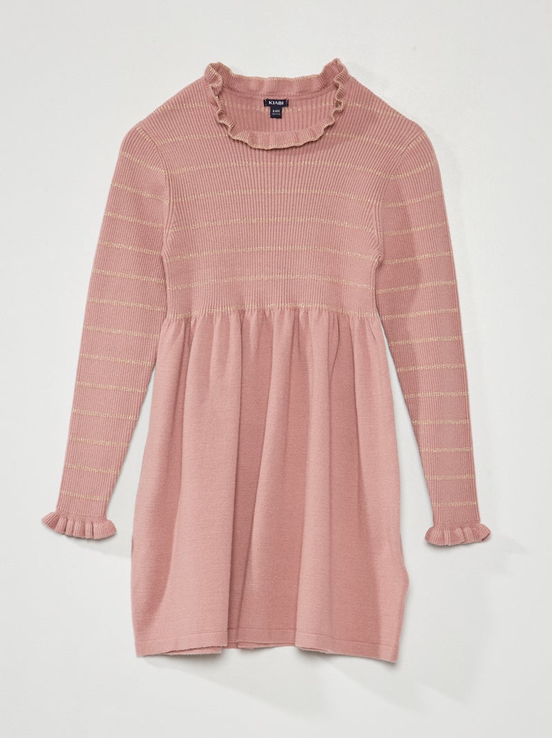 Robe pull à rayures Rose - Kiabi