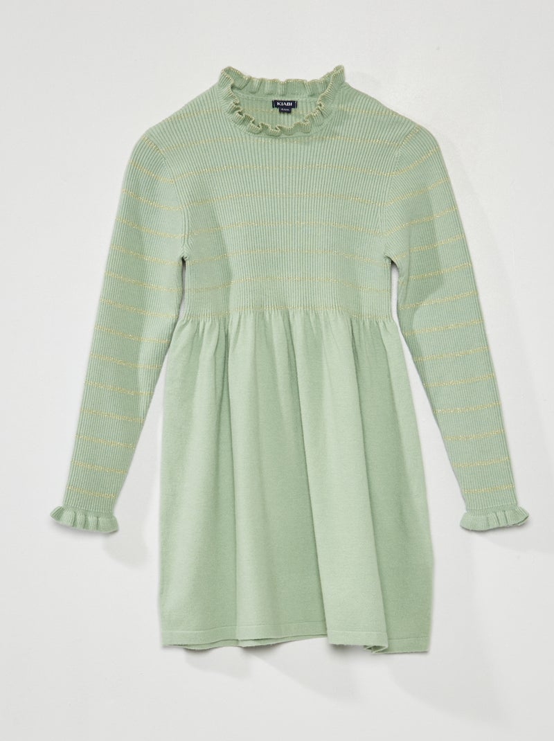 Robe pull à rayures Vert - Kiabi