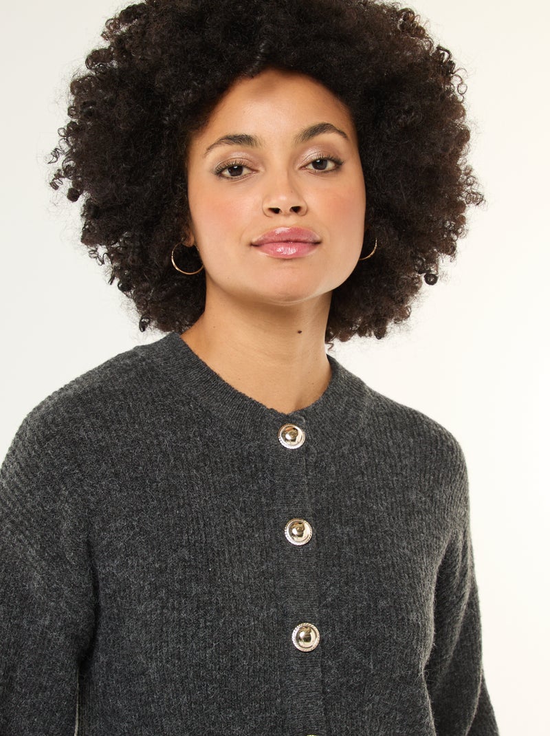 Robe pull avec boutons dorés Gris - Kiabi