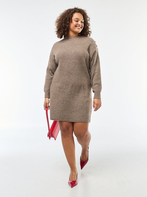 Robe pull avec boutons fantaisies à l'épaule - Kiabi