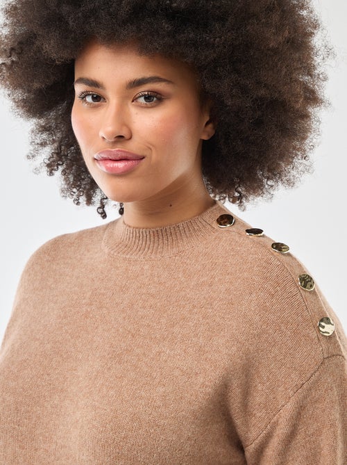 Robe pull avec boutons fantaisies à l'épaule - Kiabi