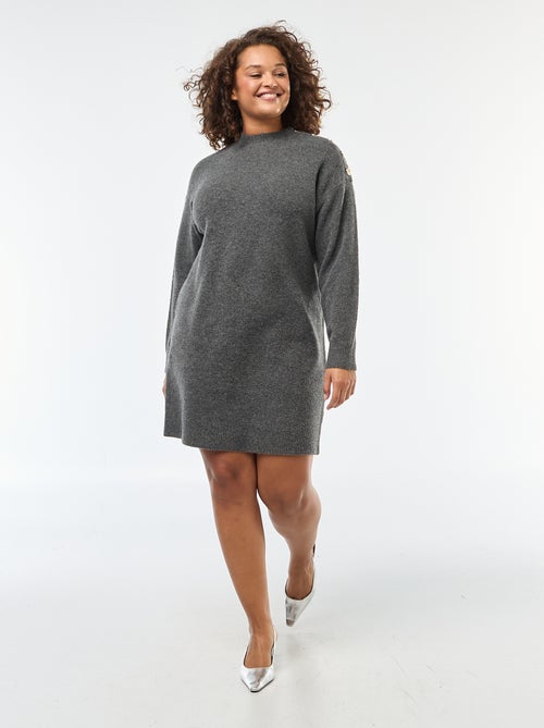 Robe pull avec boutons fantaisies à l'épaule - Kiabi