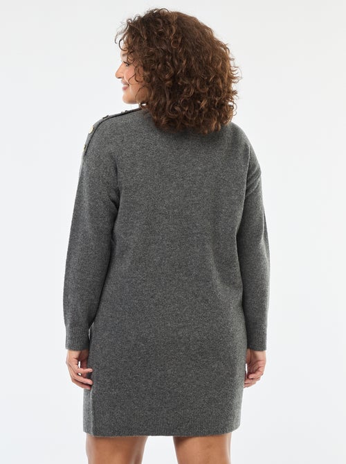 Robe pull avec boutons fantaisies à l'épaule - Kiabi